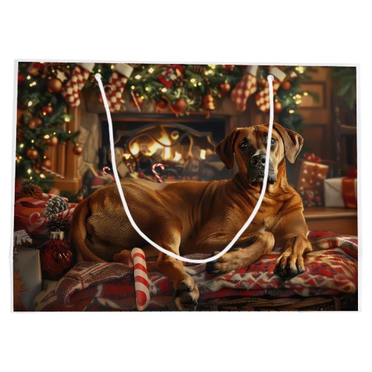 Rhodesian Ridgeback Hond Kerstfeest Groot Cadeauzakje (Achterkant)