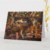 Rhodesian Ridgeback Hond Kerstfeest Kaart (Gele Bloem)