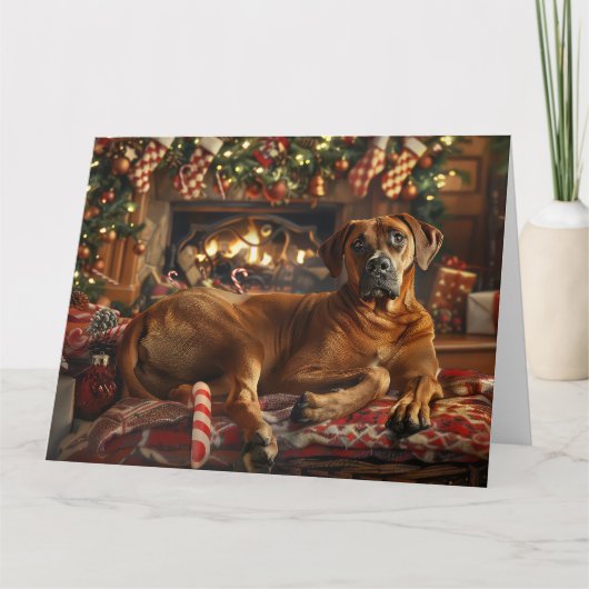 Rhodesian Ridgeback Hond Kerstfeest Kaart (Voorkant)