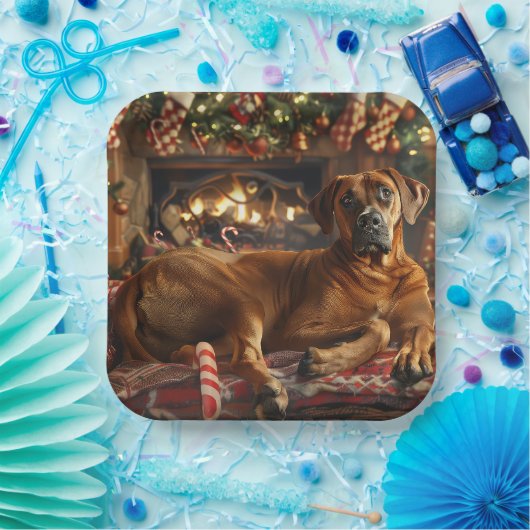 Rhodesian Ridgeback Hond Kerstfeest Papieren Bordje (Feest)