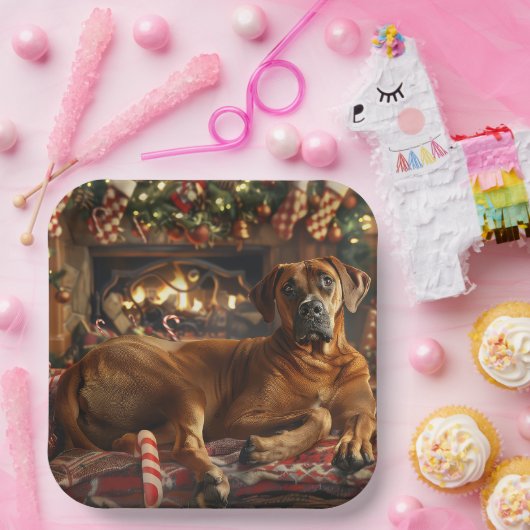 Rhodesian Ridgeback Hond Kerstfeest Papieren Bordje (Feest)