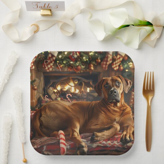 Rhodesian Ridgeback Hond Kerstfeest Papieren Bordje (Huwelijk)