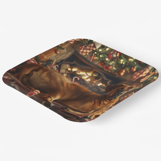 Rhodesian Ridgeback Hond Kerstfeest Papieren Bordje (Gebogen)
