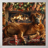 Rhodesian Ridgeback Hond Kerstfeest Poster (Voorkant)