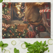 Rhodesian Ridgeback Hond Kerstfeest Theedoek (Gevouwen)