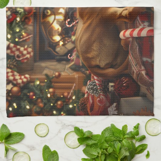 Rhodesian Ridgeback Hond Kerstfeest Theedoek (Gevouwen)