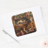 Rhodesian Ridgeback Hond Kerstfeest Vierkante Sticker (Envelop)