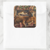 Rhodesian Ridgeback Hond Kerstfeest Vierkante Sticker (Tas)