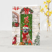 Rhodesian Ridgeback-hond Kerstmis  Kaart (Gele Bloem)