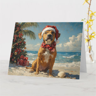 Rhodesian Ridgeback Hond Kerstmis Vintage Strand Kaart