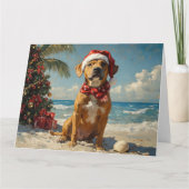 Rhodesian Ridgeback Hond Kerstmis Vintage Strand Kaart (Voorkant)