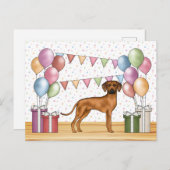 Rhodesian Ridgeback Hond Kleurrijke Pastel Verjaar Briefkaart (Voorkant / Achterkant)
