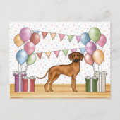 Rhodesian Ridgeback Hond Kleurrijke Pastel Verjaar Briefkaart (Voorkant)