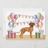 Rhodesian Ridgeback Hond Kleurrijke Pastel Verjaar Kaart (Voorkant)