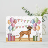 Rhodesian Ridgeback Hond Kleurrijke Pastel Verjaar Kaart (Staand voorkant)