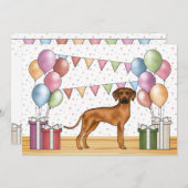 Rhodesian Ridgeback Hond Kleurrijke Pastel Verjaar Kaart (Voorkant / Achterkant)