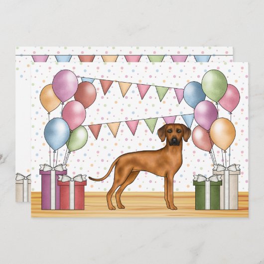 Rhodesian Ridgeback Hond Kleurrijke Pastel Verjaar Kaart (Voorkant / Achterkant)