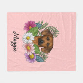 Rhodesian Ridgeback Hond Kleurrijke Wilde Bloemen Fleece Deken (Voorkant (Horizontaal))