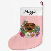 Rhodesian Ridgeback Hond Kleurrijke Wildflower Roz Kleine Kerstsok (Achterkant)