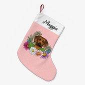 Rhodesian Ridgeback Hond Kleurrijke Wildflower Roz Kleine Kerstsok (Voorkant (Hangend))