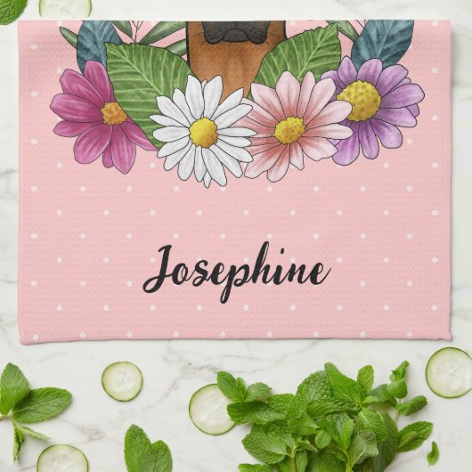 Rhodesian Ridgeback Hond Kleurrijke Wildflower Roz Theedoek (Gevouwen)