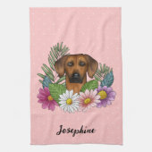 Rhodesian Ridgeback Hond Kleurrijke Wildflower Roz Theedoek (Verticaal)