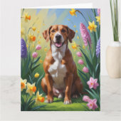 Rhodesian Ridgeback-hond lente bloemen schilderij Kaart (Voorkant)