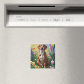 Rhodesian Ridgeback-hond Lente Bloemen Schilderij Magneet (Insitu (Vaatwasser))