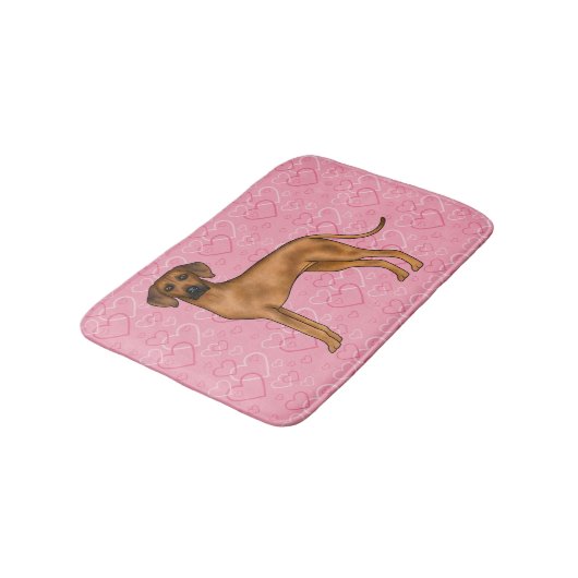 Rhodesian Ridgeback Hond Liefde Hart Patroon Roze Badmat (Gekanteld)