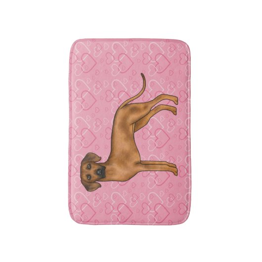 Rhodesian Ridgeback Hond Liefde Hart Patroon Roze Badmat (Voorkant Verticaal)