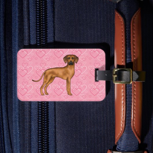 Rhodesian Ridgeback Hond Liefde Hart Patroon Roze Bagagelabel (Voorkant Insitu 4)