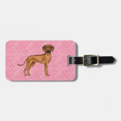 Rhodesian Ridgeback Hond Liefde Hart Patroon Roze Bagagelabel (Voorkant horizontaal)