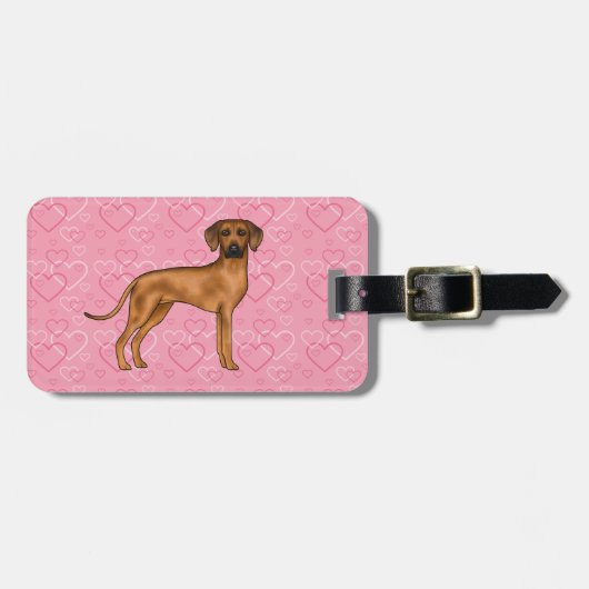 Rhodesian Ridgeback Hond Liefde Hart Patroon Roze Bagagelabel (Voorkant horizontaal)