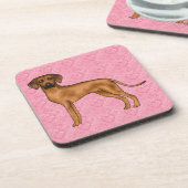 Rhodesian Ridgeback Hond Liefde Hart Patroon Roze Bier Onderzetter (Linkerzijde)
