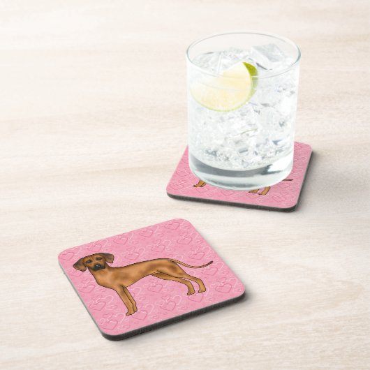 Rhodesian Ridgeback Hond Liefde Hart Patroon Roze Bier Onderzetter (Rechterzijde)
