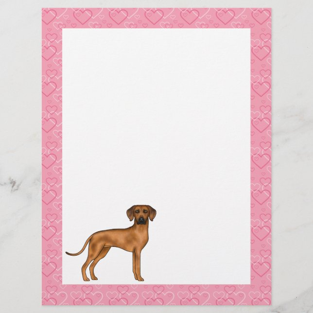 Rhodesian Ridgeback Hond Liefde Hart Patroon Roze Briefhoofd (Voorkant)