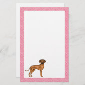 Rhodesian Ridgeback Hond Liefde Hart Patroon Roze Briefpapier (Voorkant / Achterkant)
