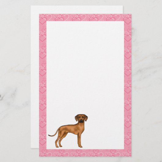 Rhodesian Ridgeback Hond Liefde Hart Patroon Roze Briefpapier (Voorkant / Achterkant)