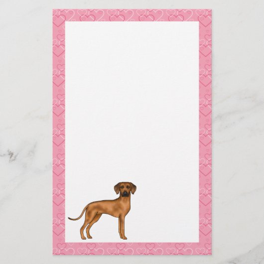 Rhodesian Ridgeback Hond Liefde Hart Patroon Roze Briefpapier (Voorkant)