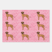 Rhodesian Ridgeback Hond Liefde Hart Patroon Roze Inpakpapier Vel (Voorkant 3)