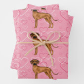 Rhodesian Ridgeback Hond Liefde Hart Patroon Roze Inpakpapier Vel (In situ)