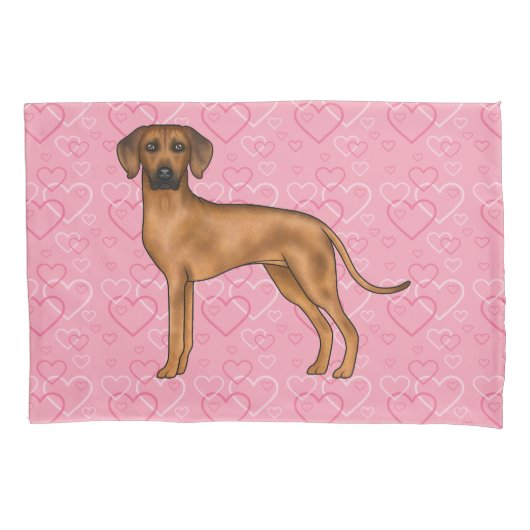 Rhodesian Ridgeback Hond Liefde Hart Patroon Roze Kussensloop (Voorkant-Links)