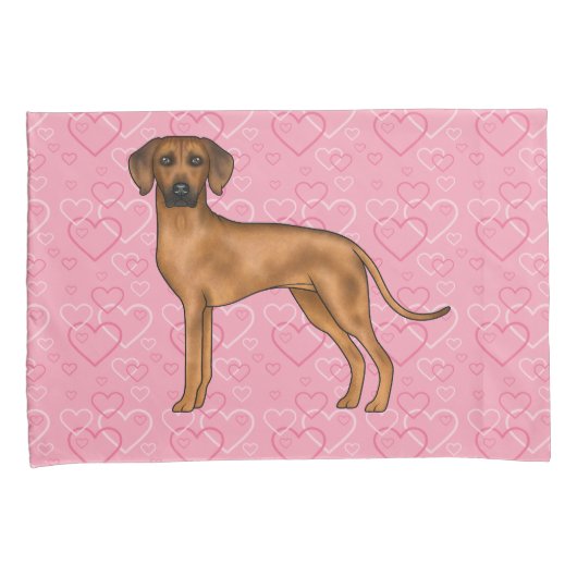 Rhodesian Ridgeback Hond Liefde Hart Patroon Roze Kussensloop (Voorkant-Rechts)