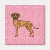 Rhodesian Ridgeback Hond Liefde Hart Patroon Roze Magneet (Voorkant)