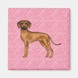 Rhodesian Ridgeback Hond Liefde Hart Patroon Roze Magneet