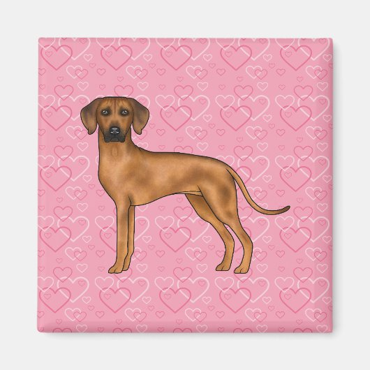 Rhodesian Ridgeback Hond Liefde Hart Patroon Roze Magneet (Voorkant)