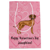 Rhodesian Ridgeback Hond Liefde Hart Patroon Roze Medium Cadeauzakje (Voorkant)