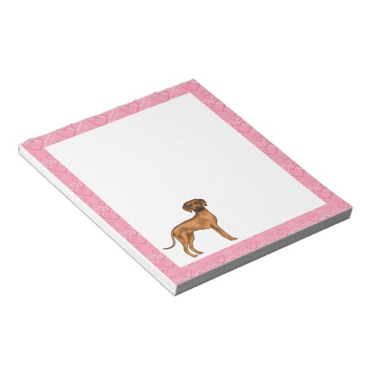 Rhodesian Ridgeback Hond Liefde Hart Patroon Roze Notitieblok (Schuin)