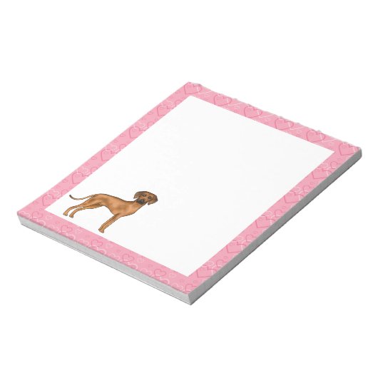 Rhodesian Ridgeback Hond Liefde Hart Patroon Roze Notitieblok (Linkerzijde)