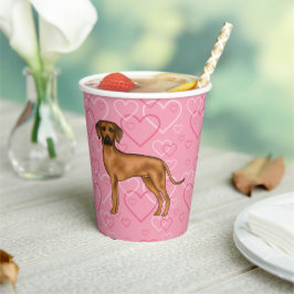 Rhodesian Ridgeback Hond Liefde Hart Patroon Roze Papieren Bekers